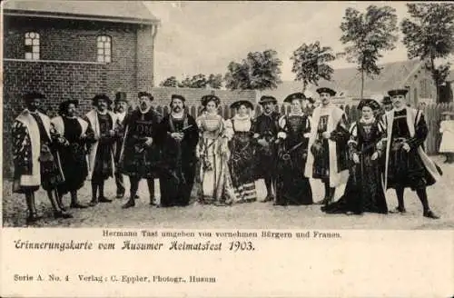 Ak Husum in Nordfriesland, 300 jähriges Stadtjubiläum und Heimatsfest 1903, Hermann Tast und Bürger