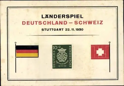 Ak Länderspiel Deutschland-Schweiz Stuttgart 1950, Fußball