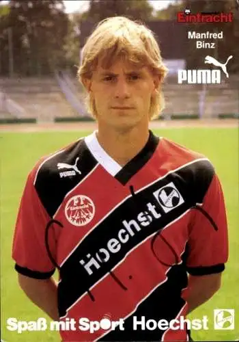 Autogrammkarte Fußballspieler Manfred Binz, Eintracht Frankfurt