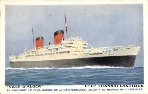 Ak Dampfer Ville d'Alger, CGT, French Line