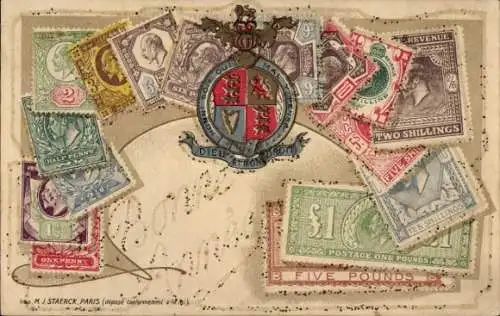 Glitzer Briefmarken Litho Glückwunsch Neujahr, Britische Briefmarken