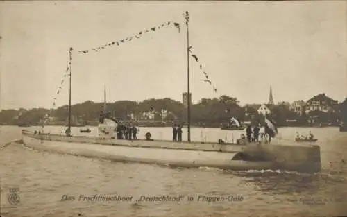 Ak Deutsches U Boot, Unterseeboot, Frachttauchboot Deutschland, Flaggengala, NPG 5661