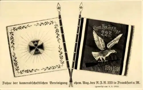 Ak Frankfurt am Main, Fahne der kameradschaftlichen Vereinigung ehem. Ang. Res. Inf. Rgt. 223