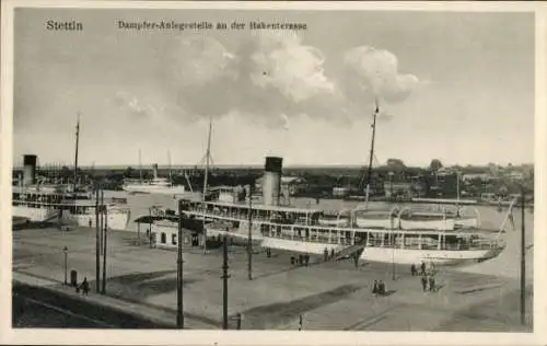 Ak Szczecin Stettin Pommern, Dampferanlegestelle an der Hakenterrasse