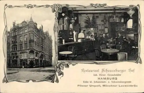 Ak Hamburg, Restaurant Schauenburger Hof, Kl. Johannisstraße, Schauenburger Straße