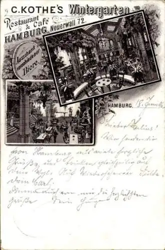 Litho Hamburg, C. Kothes Wintergarten Restaurant, Neuerwall 72