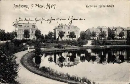 Ak Rendsburg in Schleswig Holstein, Gerhardsteich, Reventlowstraße