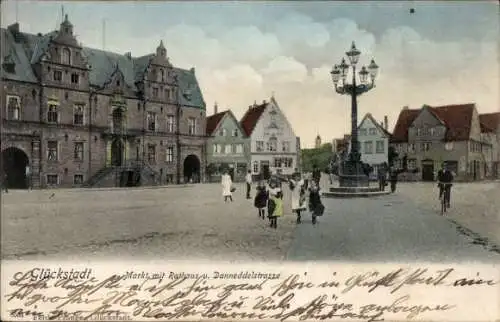 Ak Glückstadt an der Elbe, Markt, Rathaus, Danneddelstraße