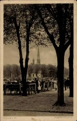 Ak Heide in Holstein, Marktplatz, Viehmarkt