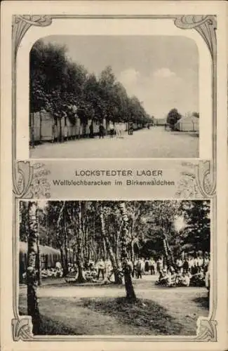 Ak Lockstedt in Holstein, Lockstedter Lager, Wellblechbaracken im Birkenwäldchen