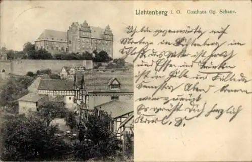 Ak Lichtenberg Fischbachtal im Odenwald, Teilansicht, Gasthaus Gg. Schanz