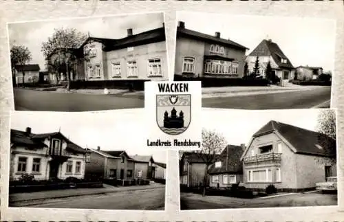 Ak Wacken in Schleswig Holstein, Wappen, Gebäude, Teilansicht