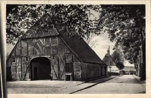 Ak Bordesholm in Holstein, Scheune, Fachwerk