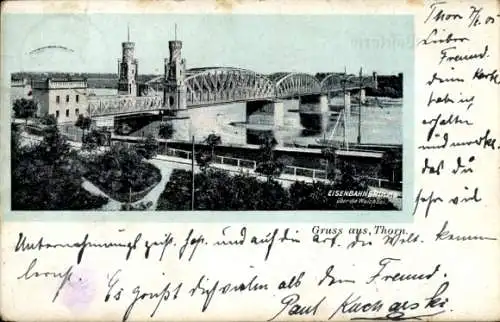 Ak Toruń Thorn Westpreußen, Eisenbahnbrücke