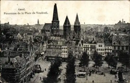 Ak Gand Gent Ostflandern, Panorama, Place de Vendredi