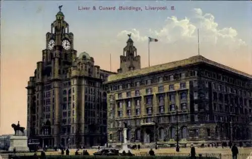 Ak Liverpool Merseyside England, Liver- und Cunard-Gebäude