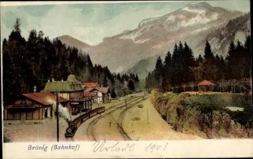 Ak Brünig Meiringen Kt. Bern Schweiz, Bahnhof
