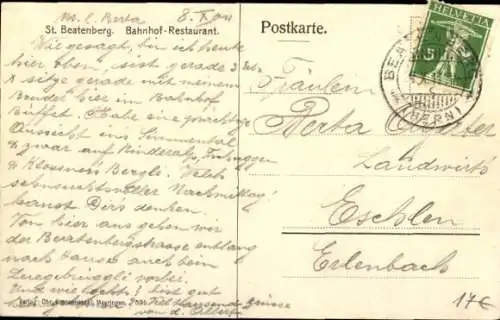 Ak Beatenberg Kanton Bern, Bahnhof-Restaurant