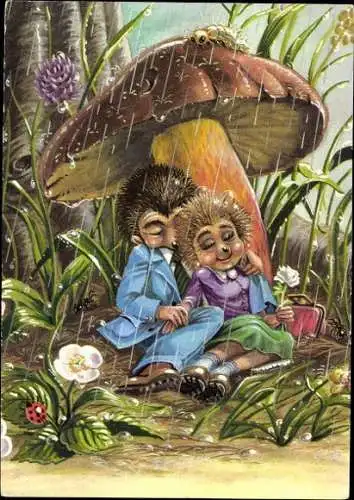 12 Ansichtskarten Mecki Igel, verschiedene Ansichten