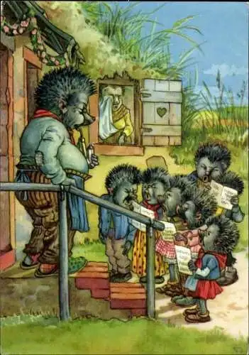 12 Ansichtskarten Mecki Igel, verschiedene Ansichten