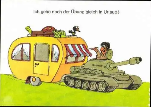 10 AK mit Zeichnungen, Karikatur, Militärhandelsorganisation, im Wickelumschlag