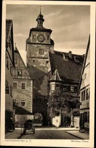 10 AK Rothenburg ob der Tauber Mittelfranken, Weisser Turm, Partie a.d. Stadtmauer, Plönlein 