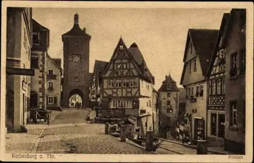 10 AK Rothenburg ob der Tauber Mittelfranken, Weisser Turm, Partie a.d. Stadtmauer, Plönlein 