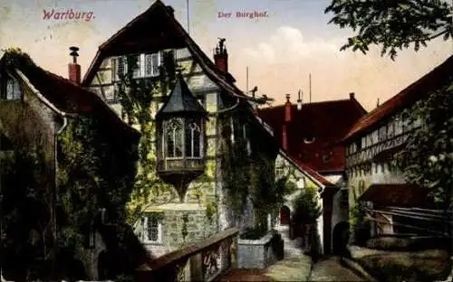 15 Ak Lutherstadt Eisenach in Thüringen, Wartburg, Burghof, Landgrafenzimer