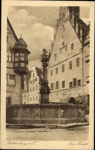 10 AK Rothenburg ob der Tauber Mittelfranken, Weisser Turm, Markusturm, Rathaus, Feuerleinserker