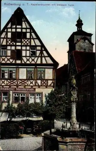 10 AK Rothenburg ob der Tauber Mittelfranken, Weisser Turm, Markusturm, Rathaus, Feuerleinserker