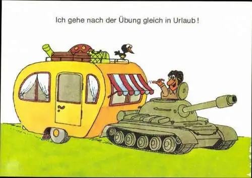 10 AK mit Zeichnungen, Karikatur, Militärhandelsorganisation, im Wickelumschlag