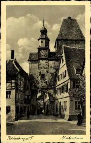 10 AK Rothenburg ob der Tauber Mittelfranken, Weisser Turm, Rathaus, Markustum, Taubertal