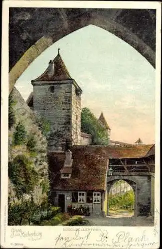 10 AK Rothenburg ob der Tauber Mittelfranken, Weisser Turm, Rathaus, Markustum, Taubertal