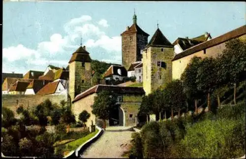 10 AK Rothenburg ob der Tauber Mittelfranken, Weisser Turm, Rathaus, Markustum, Taubertal