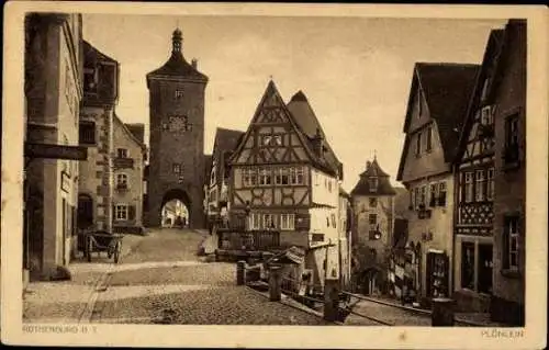 10 AK Rothenburg ob der Tauber Mittelfranken, Weisser Turm, Rathaus, Markustum, Taubertal