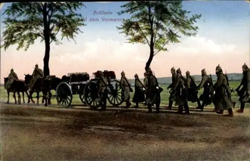 Ak Das Deutsche Heer, Artillerie auf dem Vormarsch, Geschütz, Soldaten in Uniform