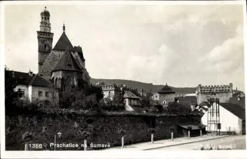 Foto Ak Prachatice Prachatitz Südböhmen, Teilansicht, Kirche
