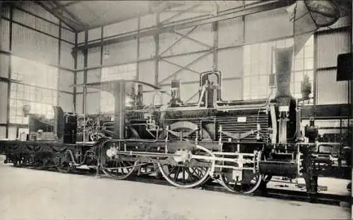 Ak Deutsches Museum München, Schnellzuglokomotive Maffei 1874, kgl. Bayer. Eisenbahnverwaltung