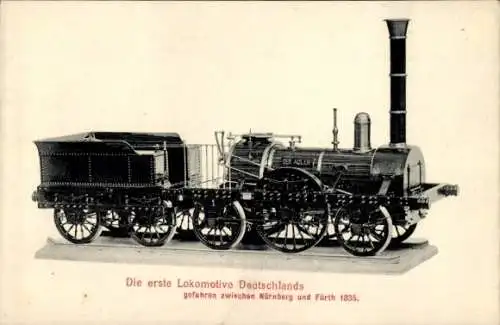 Ak Lokomotive Adler von 1835, erste deutsche Eisenbahn, Nürnberg-Fürth, Verkehrsmuseum Nürnberg