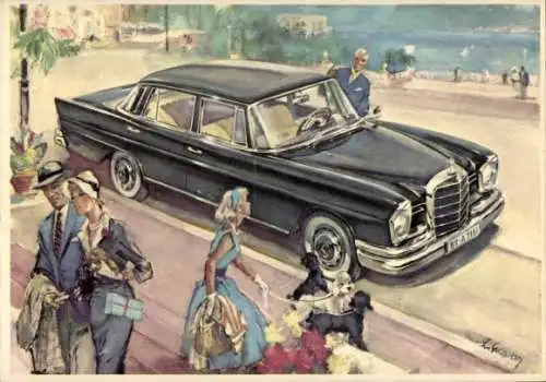 Künstler Ak Mercedes Benz 220 SE, Automobil, Reklame