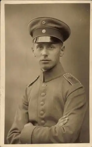Foto Ak Deutscher Soldat in Uniform, Karl Witter, Portrait, Französisch Lothringen, Weihnachten 1915