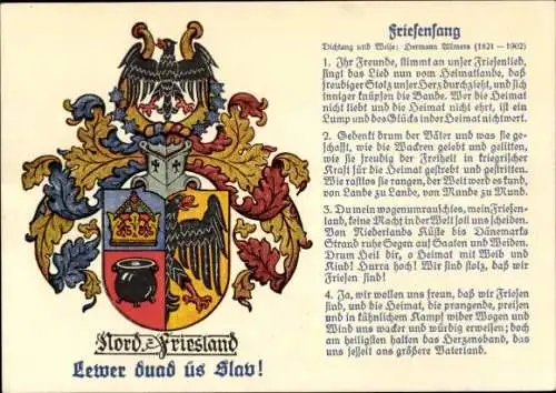 Lied Wappen Ak Nordfriesland, Friesensang, Lewer duad üs Slav