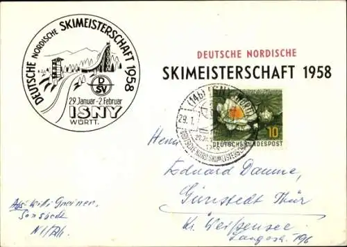 Ak Isny im Allgäu Württemberg, Deutsche Nordische Ski-Meisterschaft 1958