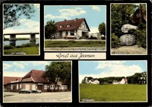 Ak Jeversen Wietze in der Lüneburger Heide, Gasthaus Unter den Linden, Ehrenmal, Geschäft Frutz Welz