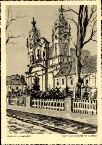 Künstler Ak Hager, W., Legnickie Pole Wahlstatt Niederschlesien, Klosterkirche