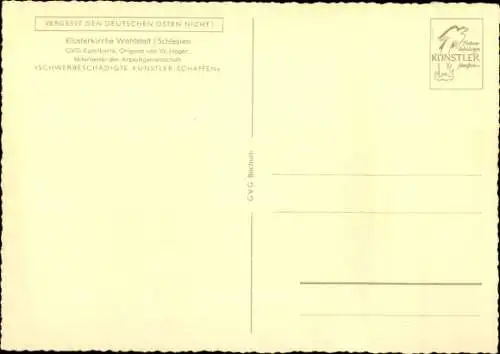 Künstler Ak Hager, W., Legnickie Pole Wahlstatt Niederschlesien, Klosterkirche