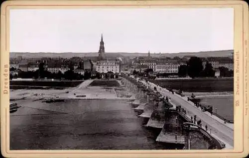 Kabinett Foto Dresden Neustadt, Teilansicht, Brücke, um 1890