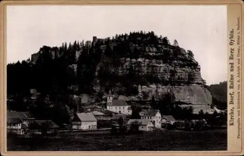 Kabinett Foto Oybin in der Oberlausitz, Kirche, Ruine und Berg, um 1890