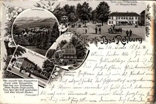 Litho Rehburg Loccum in Niedersachsen, Sanatorium Michaelis, Konzertplatz, Villa Mahlmann