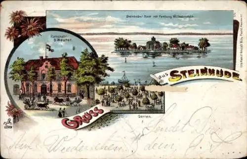 Litho Steinhude Wunstorf in Niedersachsen, Steinhuder Meer, Festung Wilhelmstein, Ratskeller Meuter